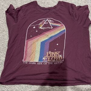 Pink Floyd Short Sleeve Tee - Plum with Rainbow Prism